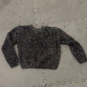 Art Class Black Fuzzy Sweater with Multicolor Accents